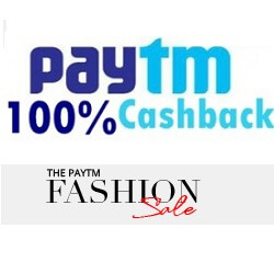 Paytm 100% CASHBACK Sale on Fashion Products