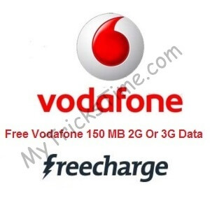 FREE Vodafone 150 MB 2G Or 3G Data On Minimum Recharge Of Rs.100 - FreeCharge