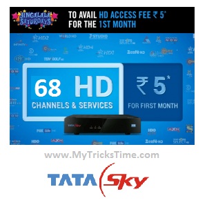 TataSky 68 HD Channels at Rs.1 For 1 Month