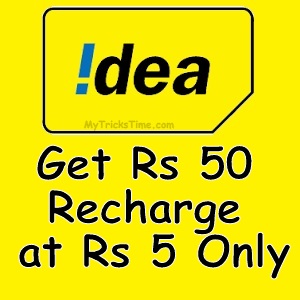 Idea Recharge Loot Offer - Get Rs 50 Recharge at Rs 5 Only