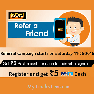 ZapStore PayTm Loot - Earn Rs.5 paytm per refer (Unlimited Trick Added)