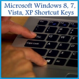 Microsoft Windows 8, 7, Vista, XP Shortcut Keys